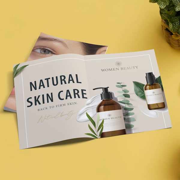 bi fold brochure for a natural skin care brand